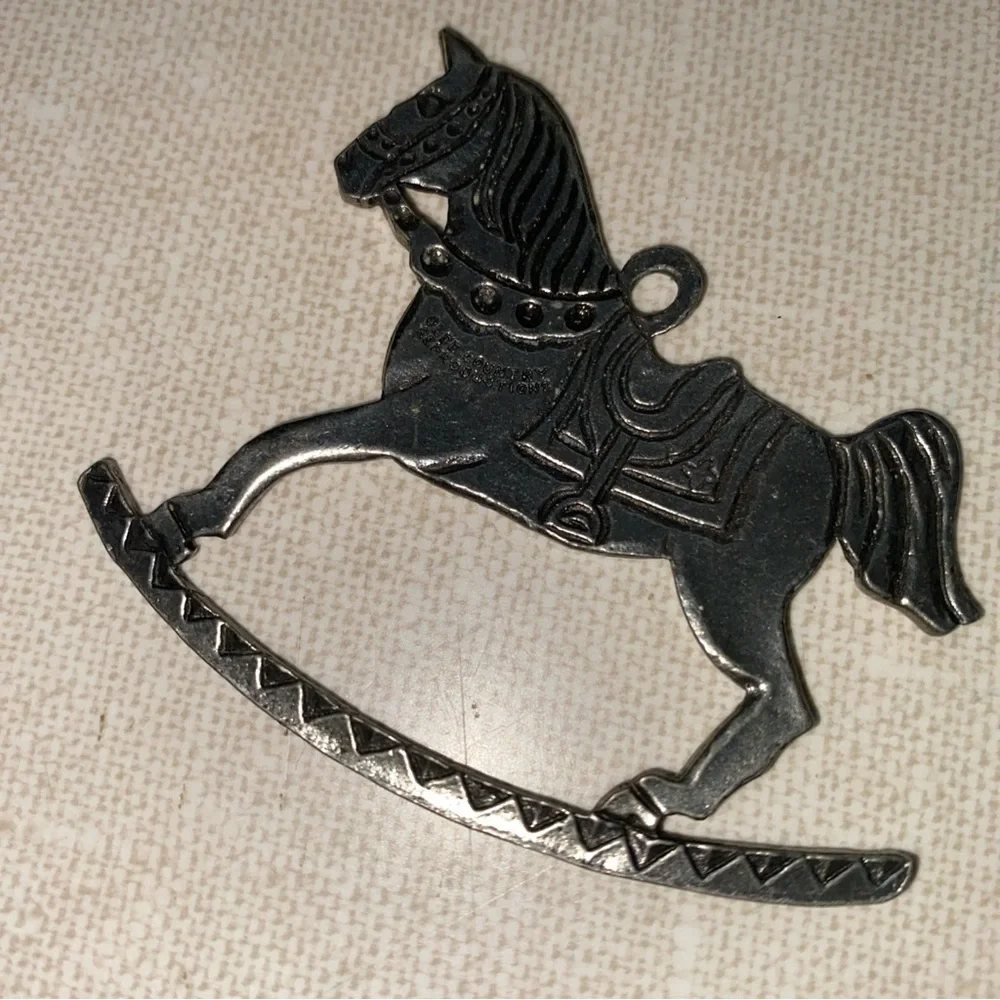 Olde Country Reproductions Pewter Rocking Horse Christmas‎ Ornament